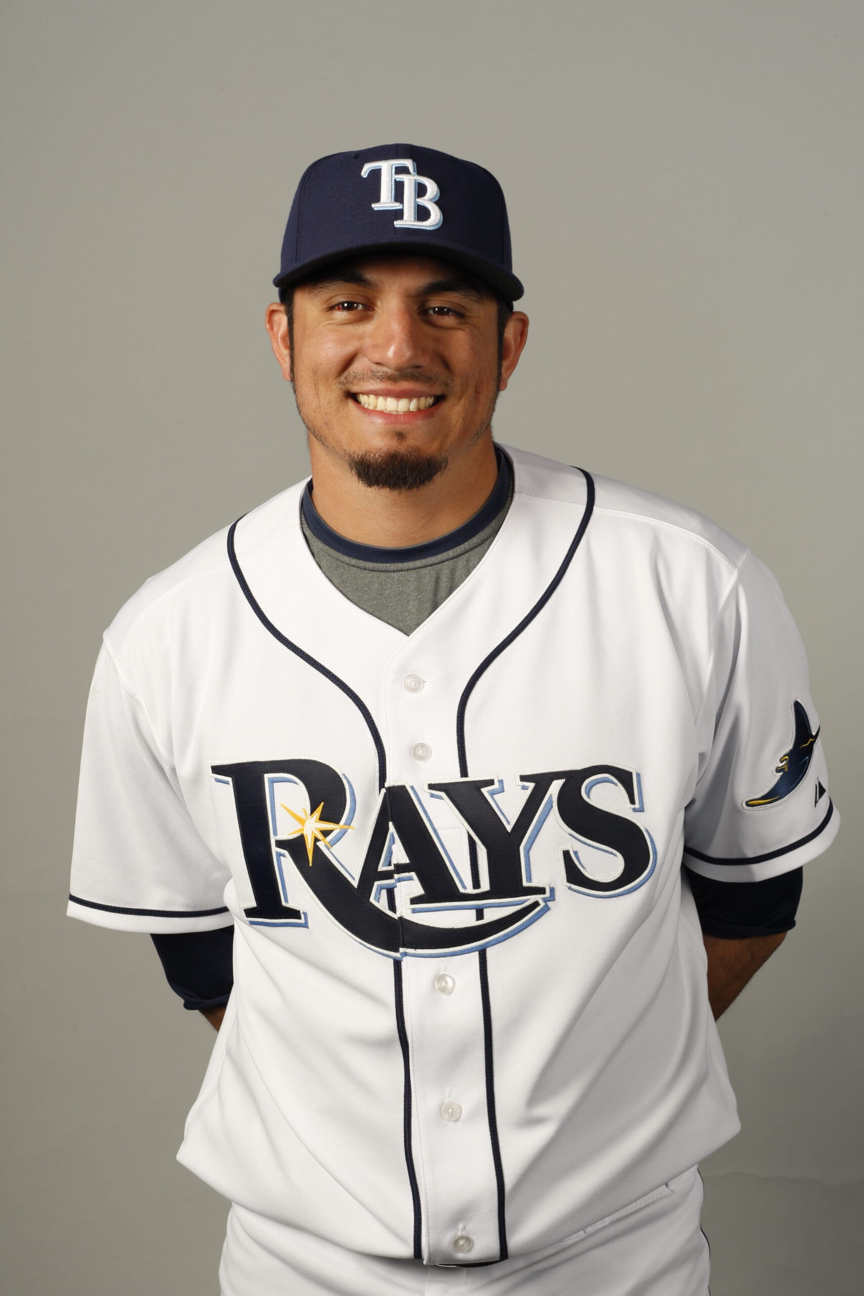 Matt Garza headshot in Rays Baseball Jersey Smiling